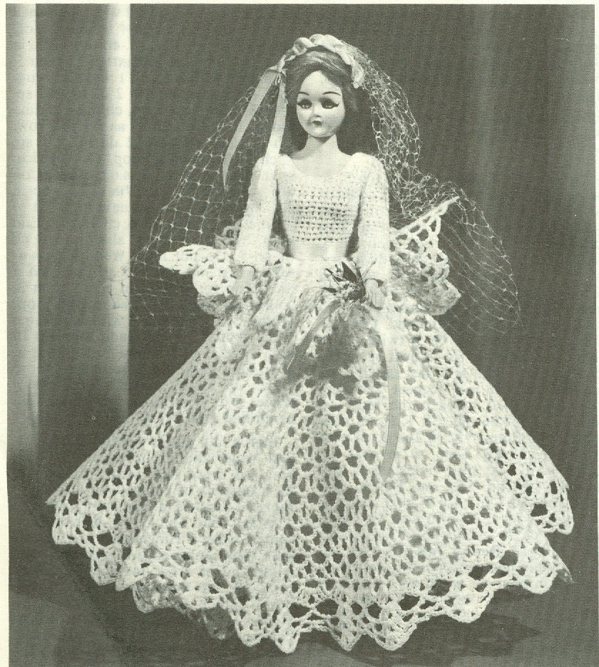 This is a great vintage crochet pattern is for the BRIDE DOLL wedding dress