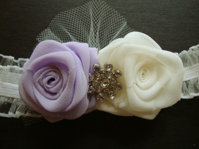 purple orchid wedding garter