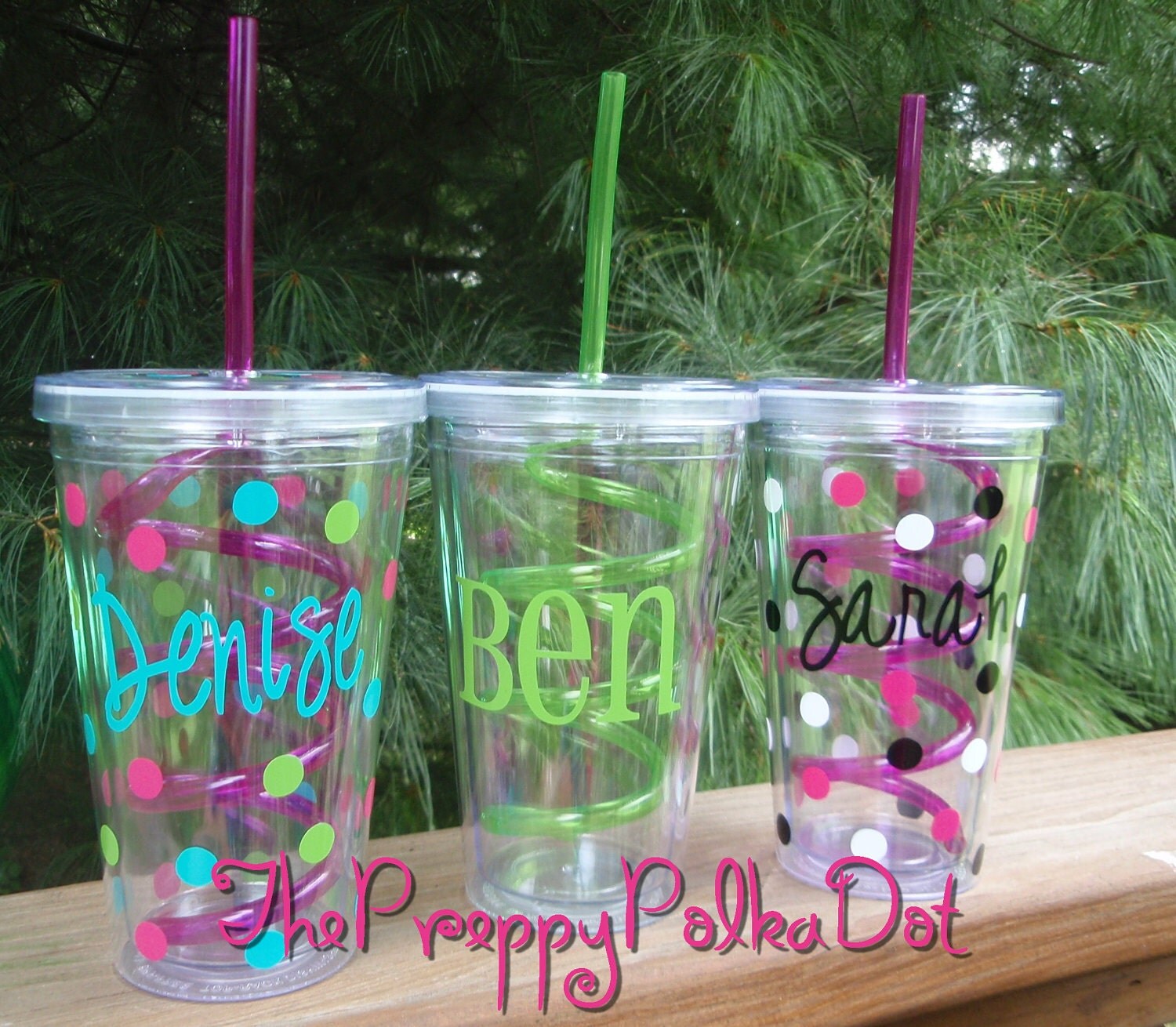 Tumbler cups with straws preppy