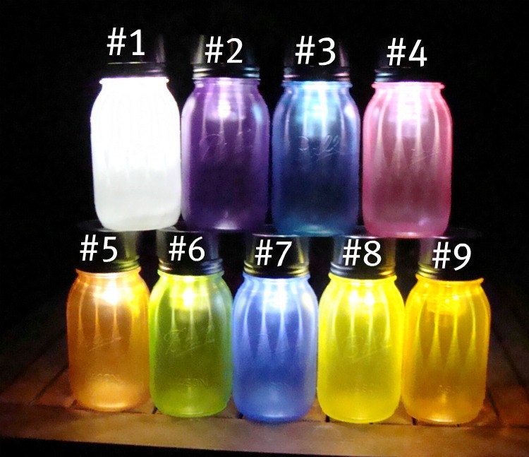 Set of 6 Hanging Solar Mason Jar Lantern YOU PICK the Color Wedding 