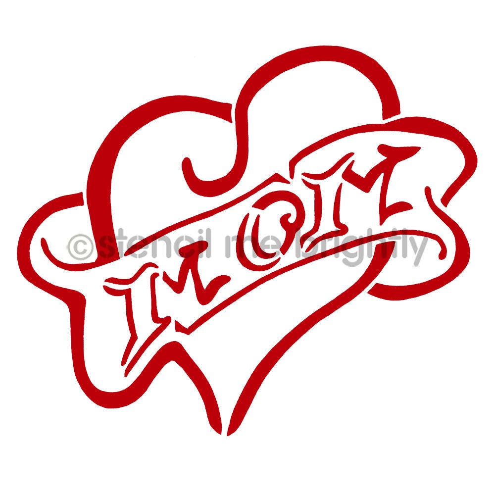 I Heart Mom Tattoo Stencil