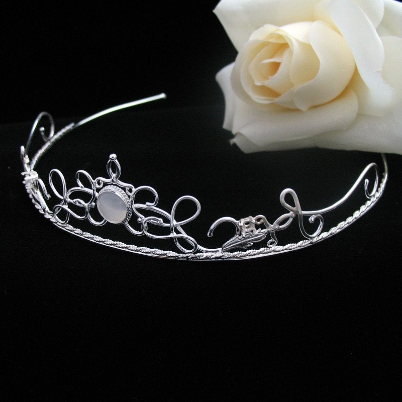 Fantasy Celtic Bridal Princess Renaissance Sterling Silver Tiara Headpiece 