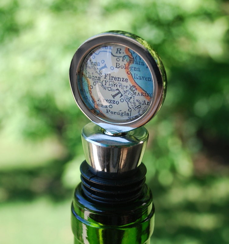 Florence Italy Wine Bottle Stopper Vintage Map Great Wedding Favor