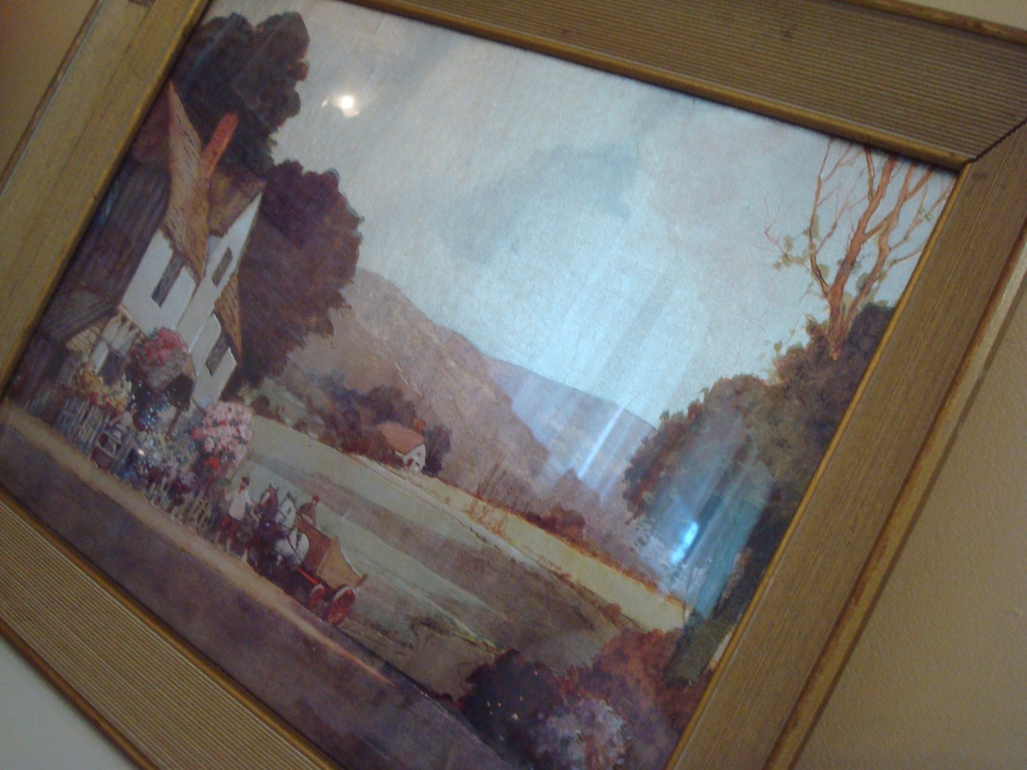 Vintage Ernest Uden Foil Art Picture Beautiful Foil Countryside Artwork ...