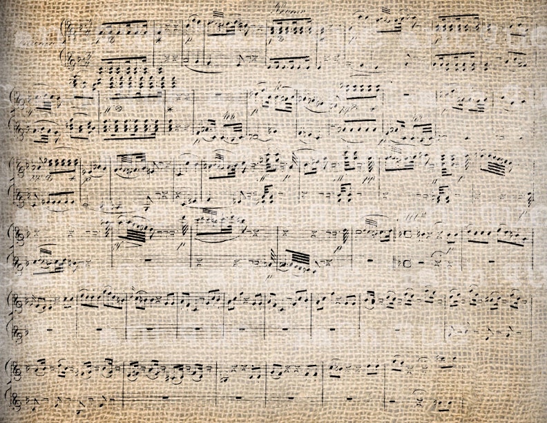 Antique Fancy Mozart Music Distressed Overlay Illustration Digital Download