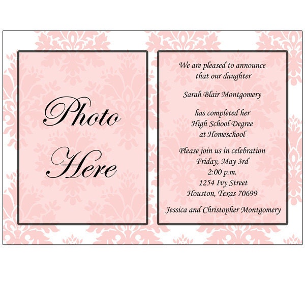 Pink and White Damask with Photo