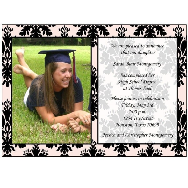 Black and Light Pink Damask with Photo Landscape