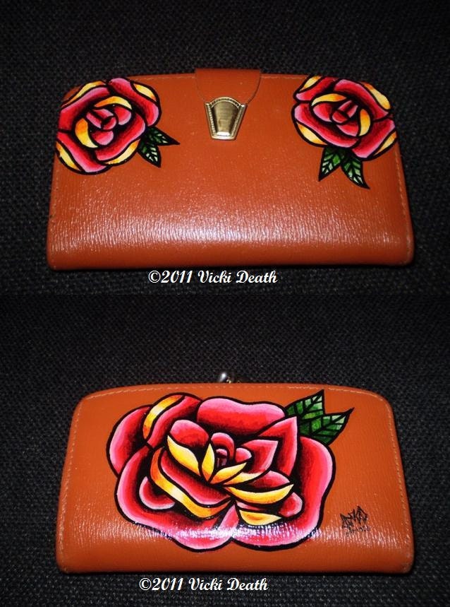 Traditional Rose Tattoo Vintage Purse Upcycled From vickideath