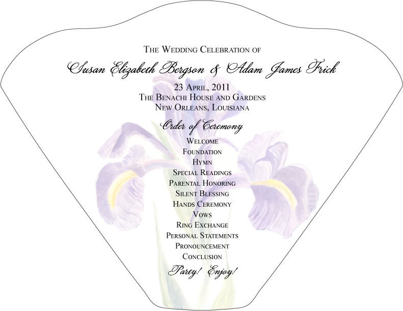 SET OF 25 Purple Iris Wedding Fan custom colors available