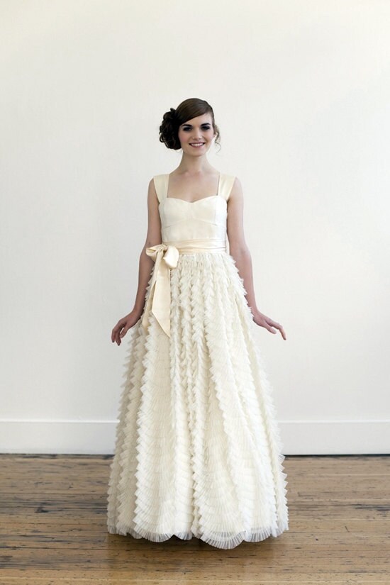 Tea Blush Wedding Gown The English Dept Oysters and Pearls Full Length Gown