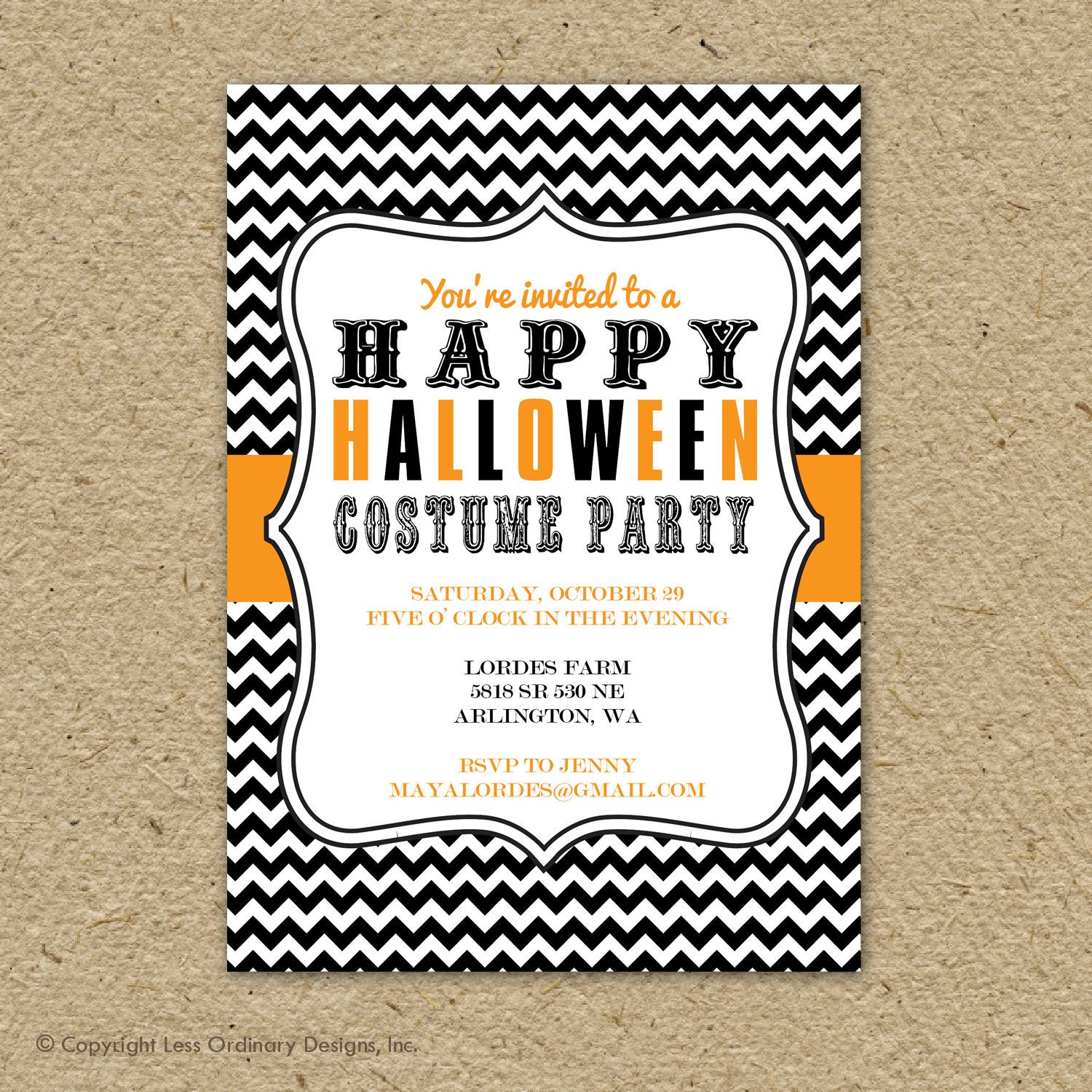 Happy Halloween costume party invitation card