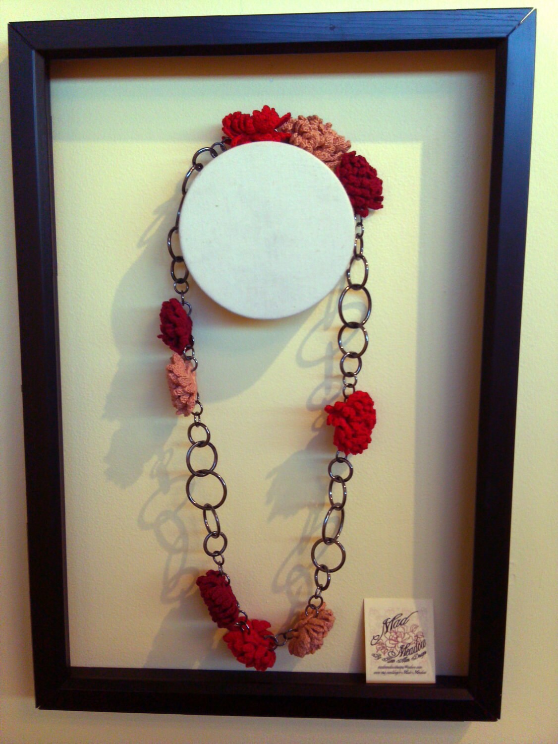 Crochet Chrysanthemum Blossom and Chain Necklace
