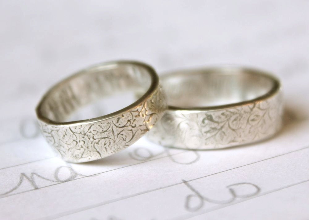 recycled silver wedding band set happily ever after thick recycled pure 