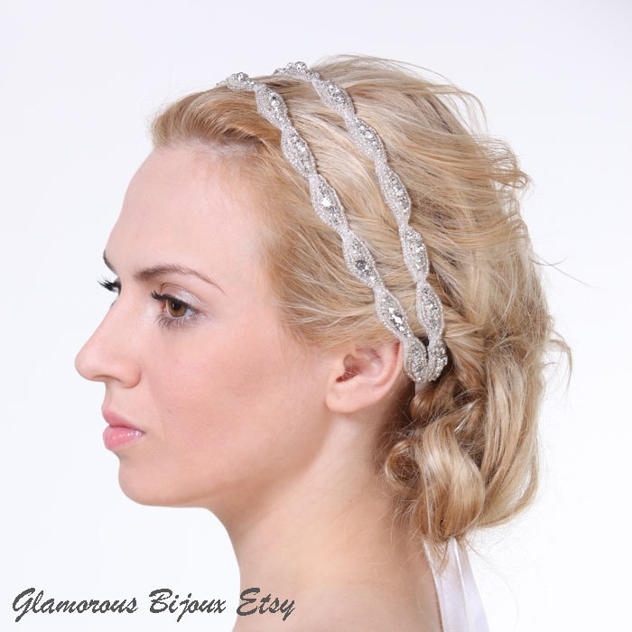 CHELSEA Grecian Bridal Headband Vintage Wedding Headband Ivory Silk 