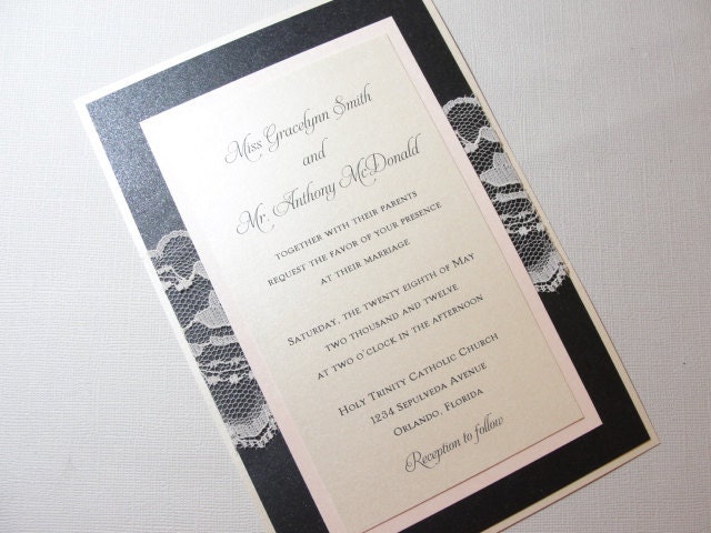 Lace Wrapped Wedding Reception Invitations Wedding Invites 