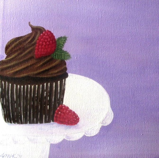Raspberry Chocolate cupcake Art Print