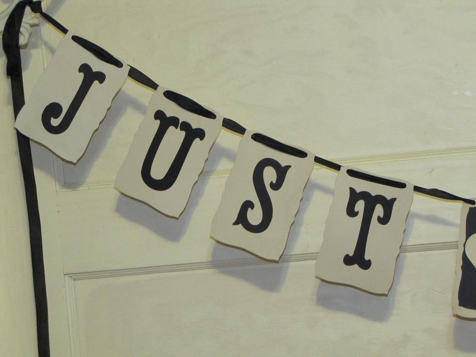Customized Personalized Just Married Wedding Banner Garland Photo Prop