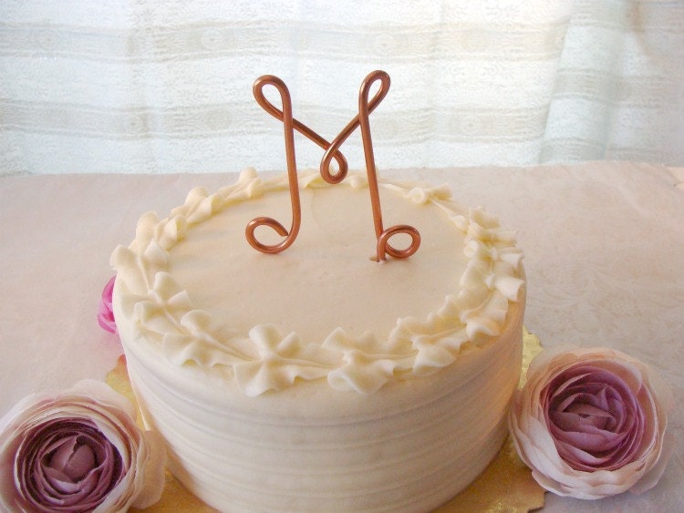 Custom Monogram Wedding Cake Topper Rustic Farmhouse Shabby Chic 