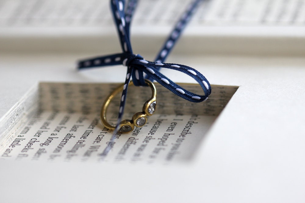 Custom Hollow Book Ring Box For Engagement Ring Wedding Ring Box 