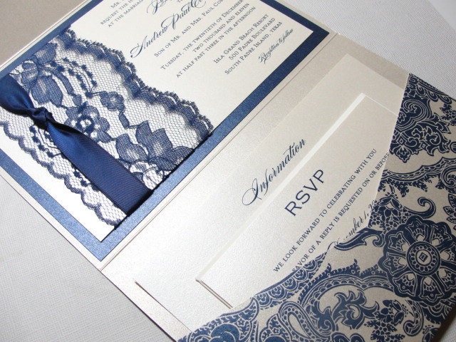 Lace Wrapped Wedding Reception Invitations Wedding Invites