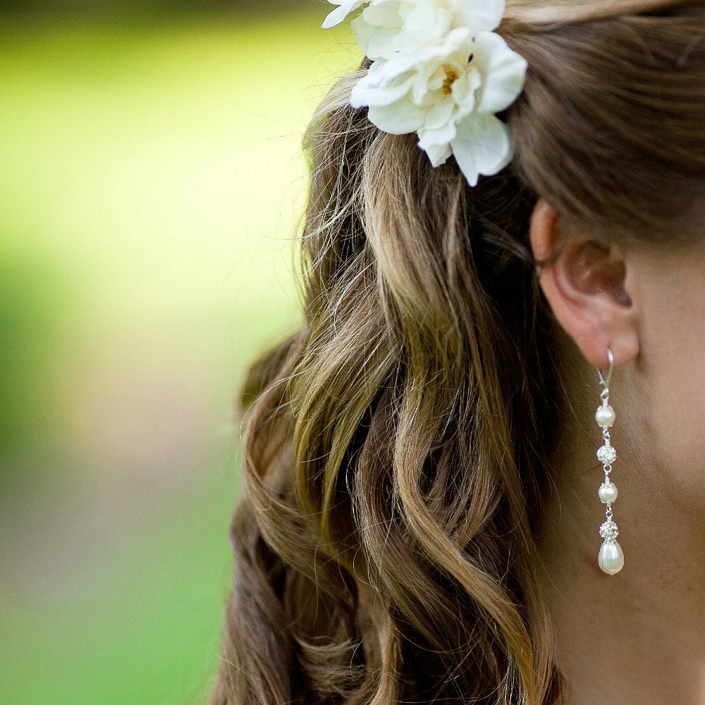 pearl rhinestone bridal earrings