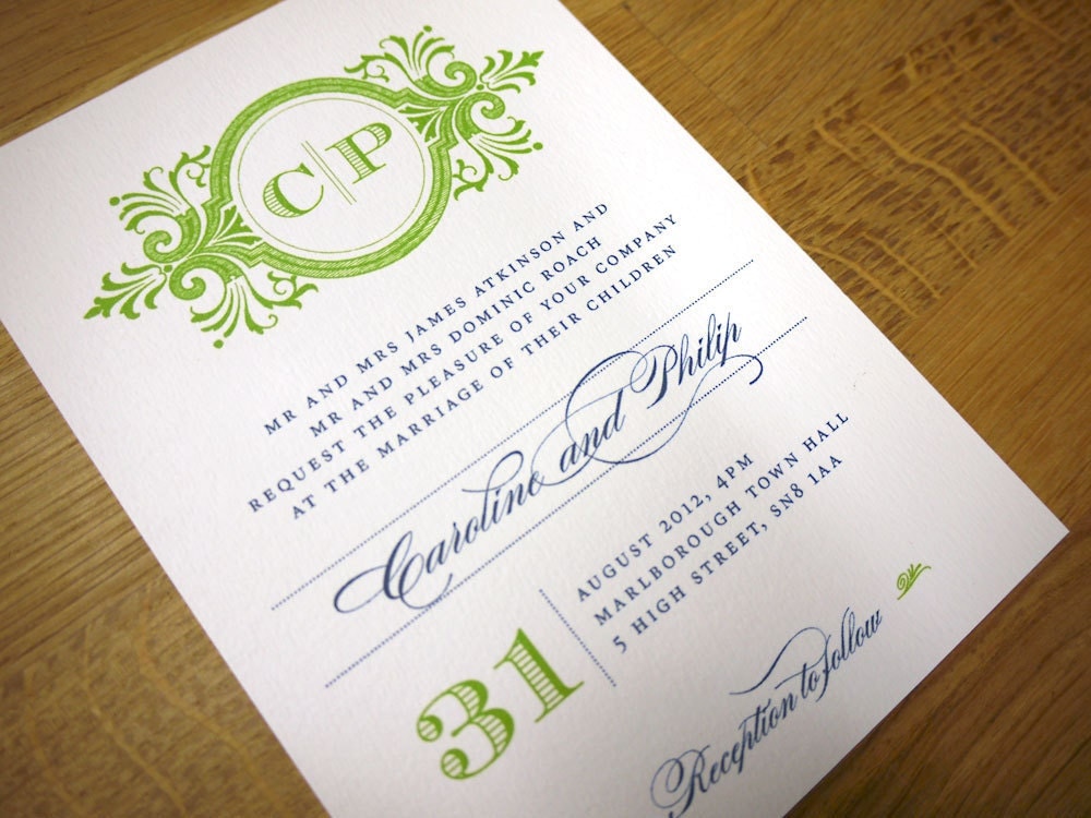 CLASSIC MONOGRAM wedding invitation SAMPLE only From twoforjoypaper
