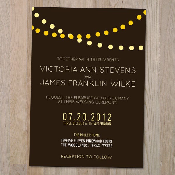 Light String Printable Wedding Invitation