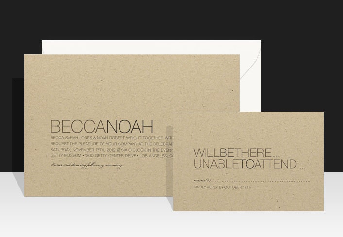 Wedding Invitations Modern Simple Rustic Chic Wedding Sample 