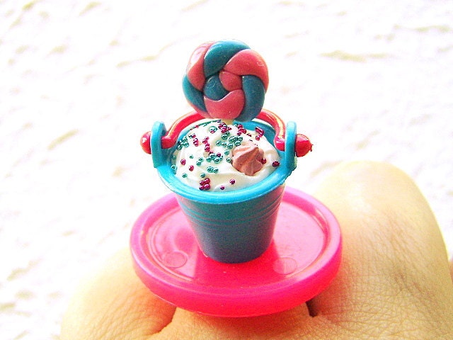 Ice Cream Lollipop in Bucket - Miniature Food Ring at Etsy