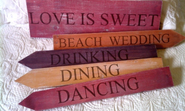 Beach Wedding Signs In Your WEDDING COLORS Rustic Wedding Vintage Wedding 