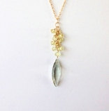 ONLY 3 LEFT! { WAS $120, NOW $60 }  Cluster of Lemon Quartz & Pale Green Amethyst Long Necklace