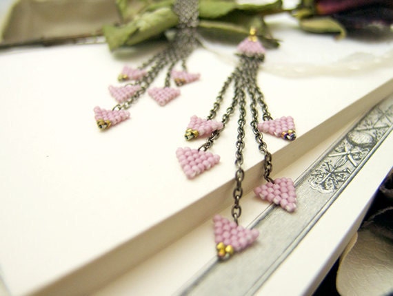 JeannieRichard Pink Triangle Dangle Earrings