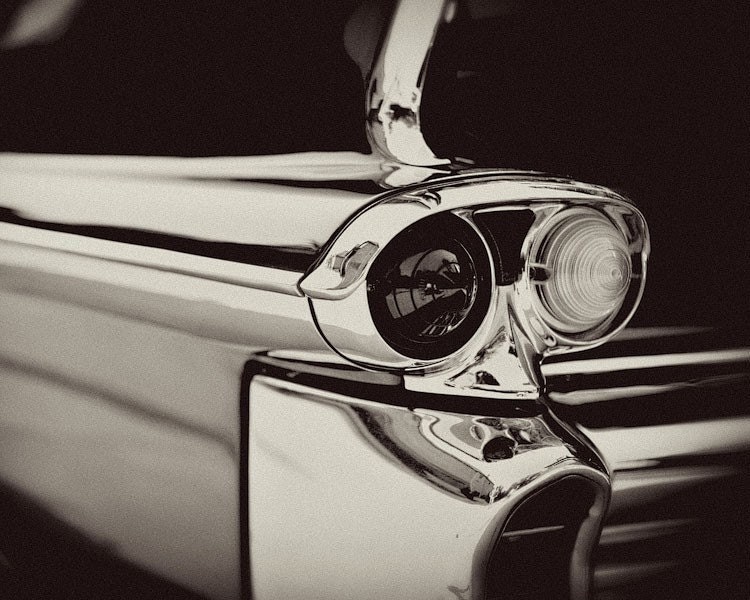 Classic Car Photography Black and White Car Art 1950s Chevrolet Cadillac 