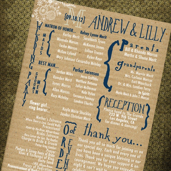 Rustic Vintage Wedding Program From MaKenzieNoelle