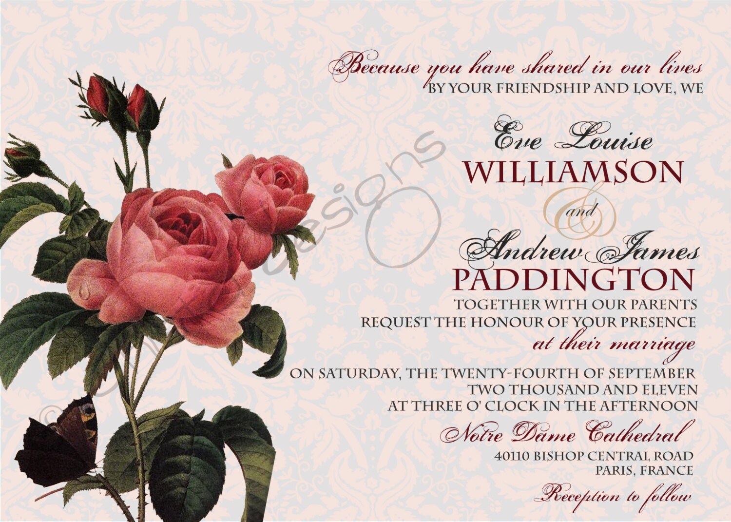 civil wedding invitation sample