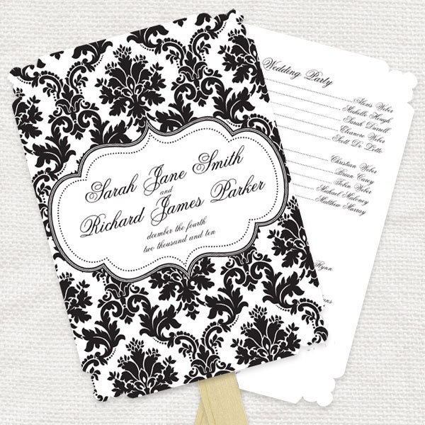 simply elegant wedding ceremony program fan printable file to match our 