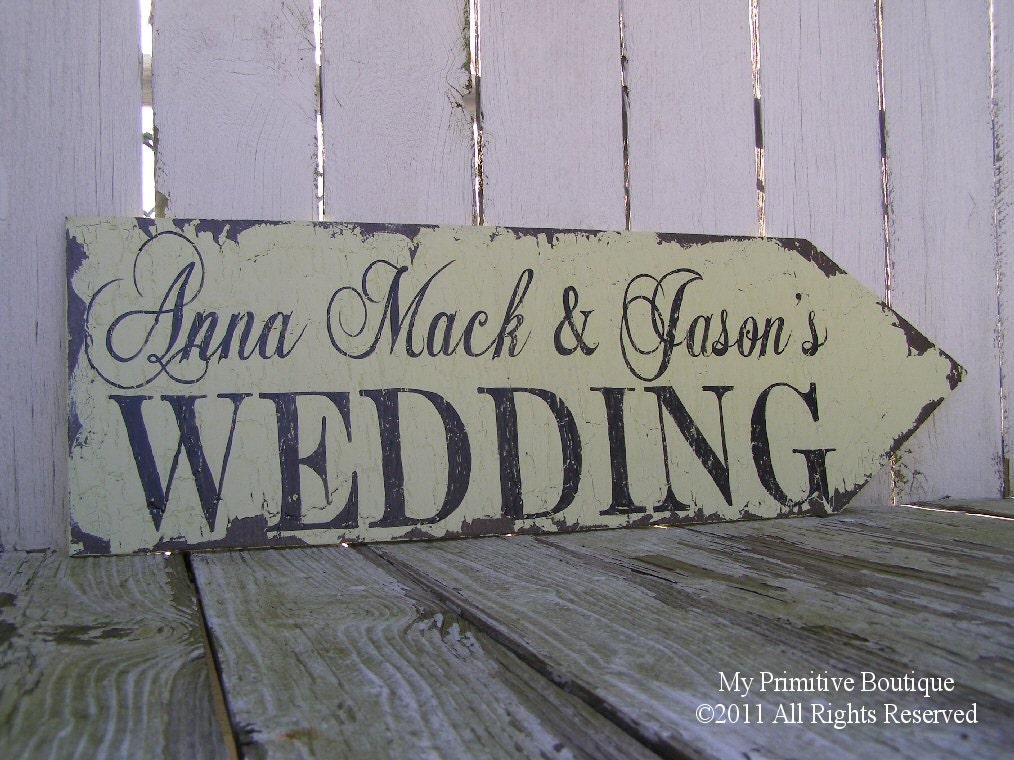 CUSTOM WEDDING ARROW This Way To The Wedding Sign Vintage Wedding Sign 