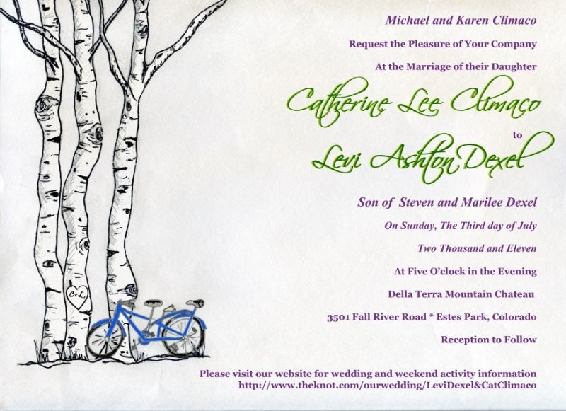 Wedding Invitation Mad Lib Wedding Program Save the Date Tree Bicycle 
