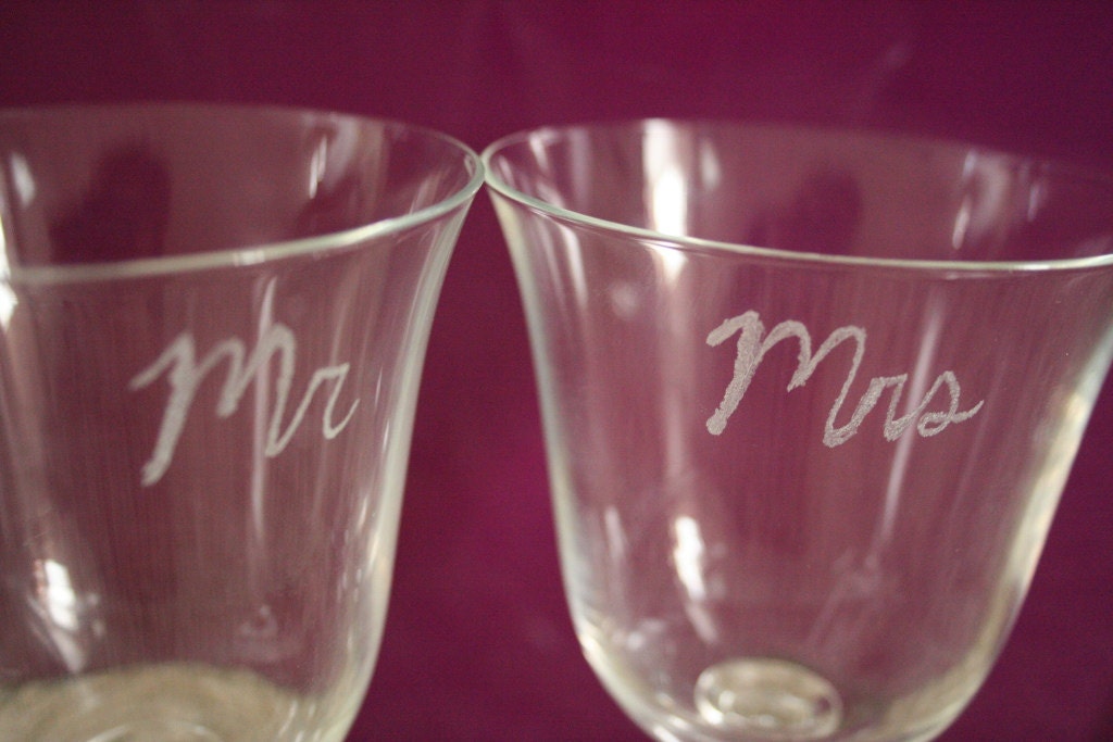  for weddings and upcoming valentine's day Mr Mrs Crystal Glasses
