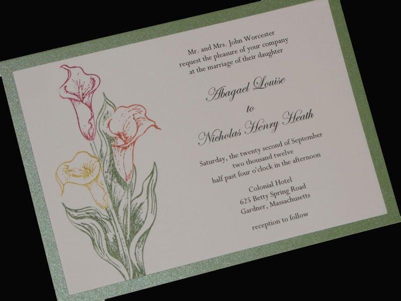 Calla Lily Flat Panel Wedding Invitation Sample From MoonlightStamper