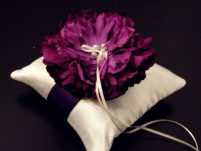 Custom Wedding ring bearer pillow flower with Swarovski Pearls and Crystals