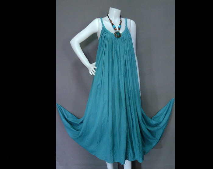 Hippie Bohemian Turquoise Cotton Halter Dress BH015 From HippieHomemade