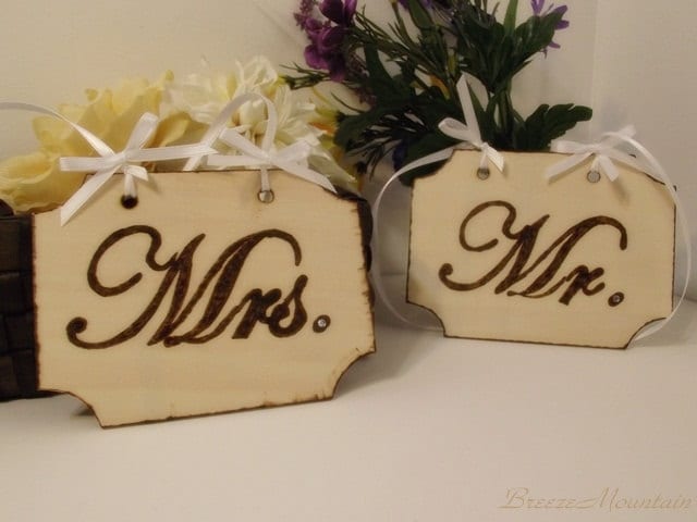 Mr and Mrs Signs Wedding Signs Shabby Chic Elegant Rustic Woodland