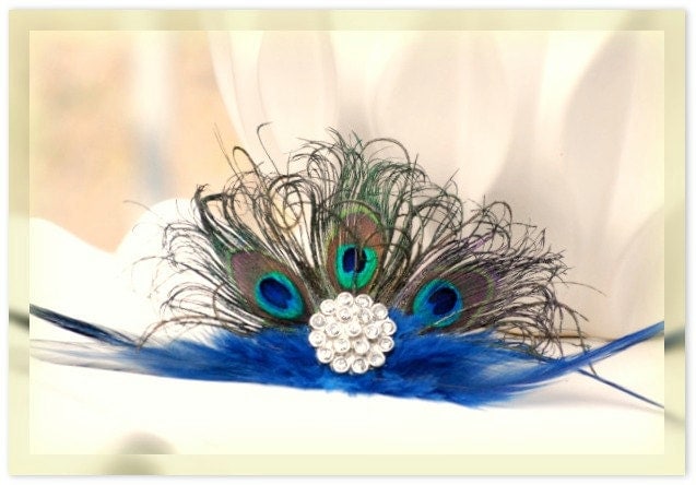 Peacock Fan Fascinator Hair Comb or Pin Statement Couture Bride Bridal 