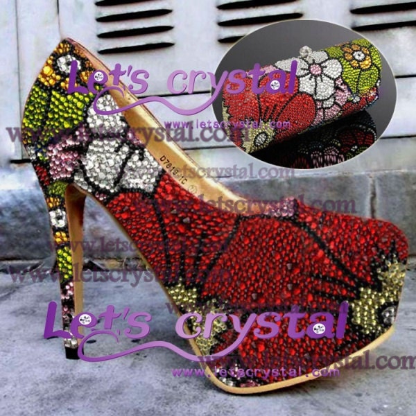 100 Hand made crystal swarovski diamante high heels shoes pumps wedding 