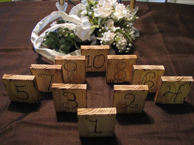 Wedding Reception Rustic Table Numbers shabby chic Set Of 10 Rustic Wedding