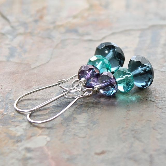 Czech Glass Earrings Purple