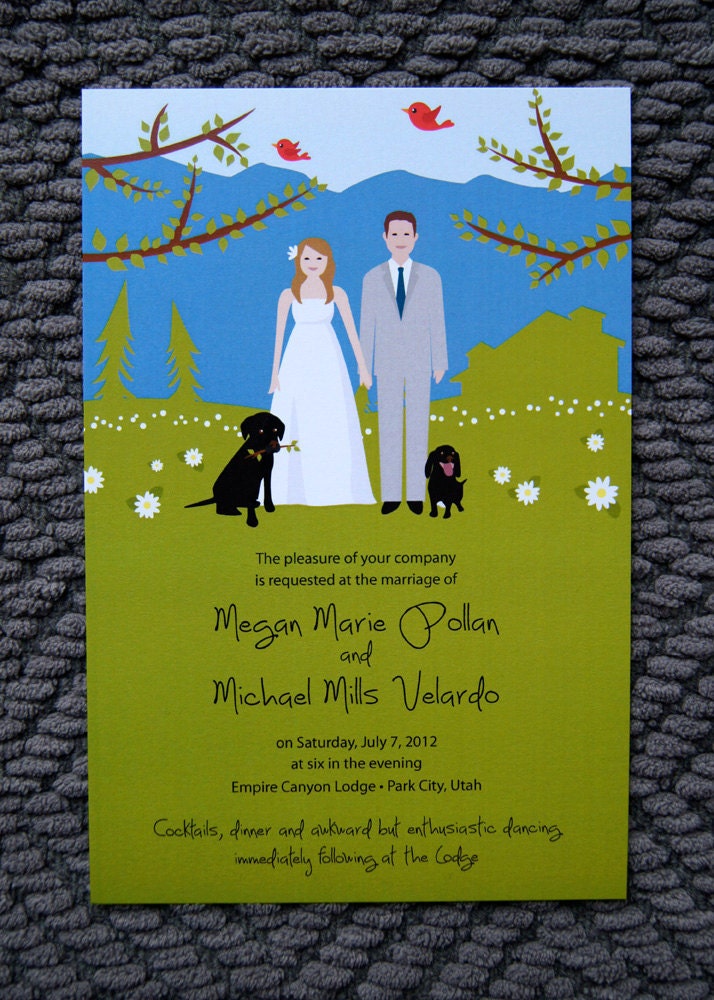 summer mountain wedding invitation A8 From loobirdpress