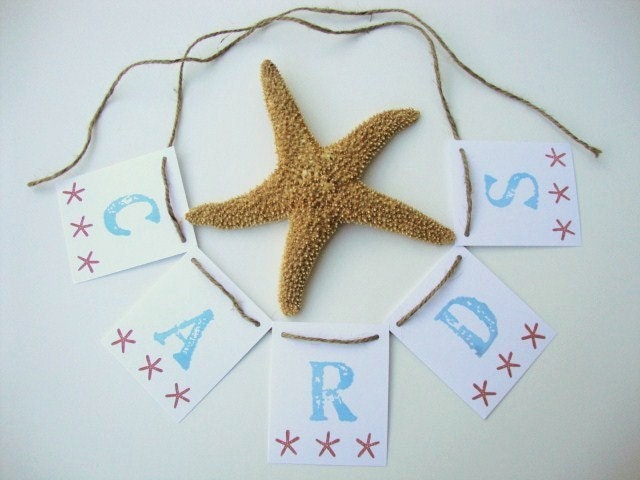 Beach Wedding Cards Banner Rustic Beach Starfish From papergirlstudios
