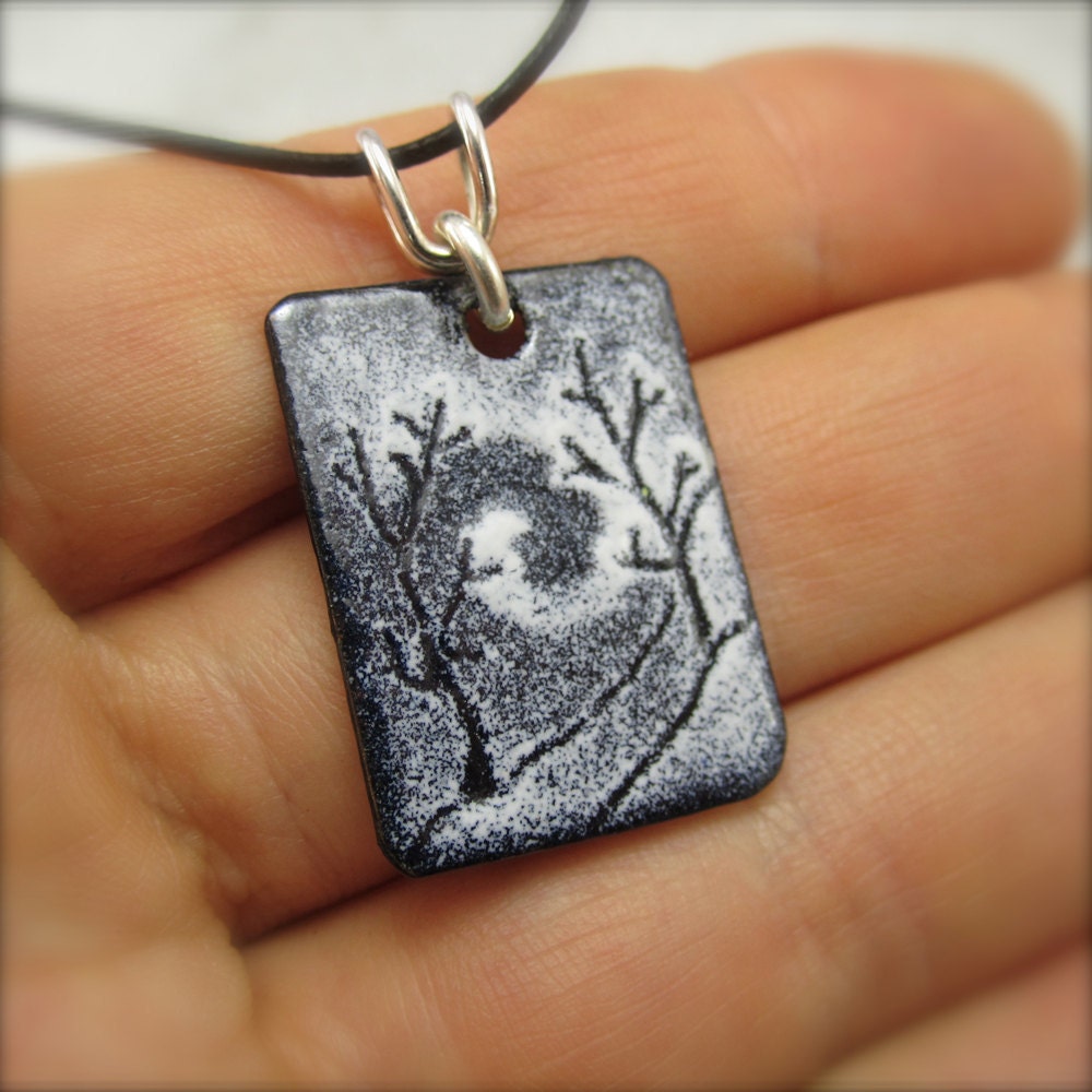 Enameled Tandem Blizzard Tree Pendant by Beth Millner Enameled Tandem Blizzard Tree Pendant by Beth Millner